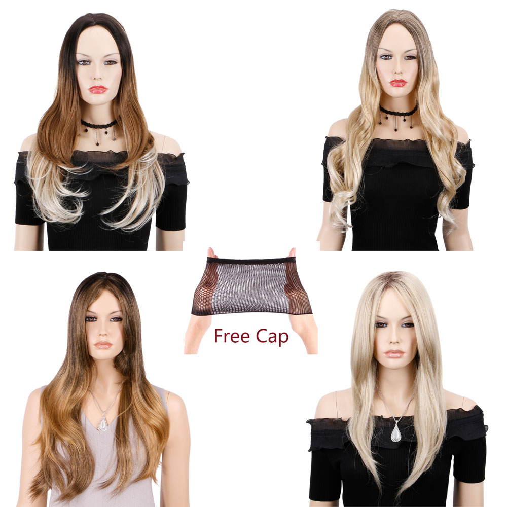 Dip Dye Ombre Two Tone Wigs Natural Dark Roots Hair Wig Straight