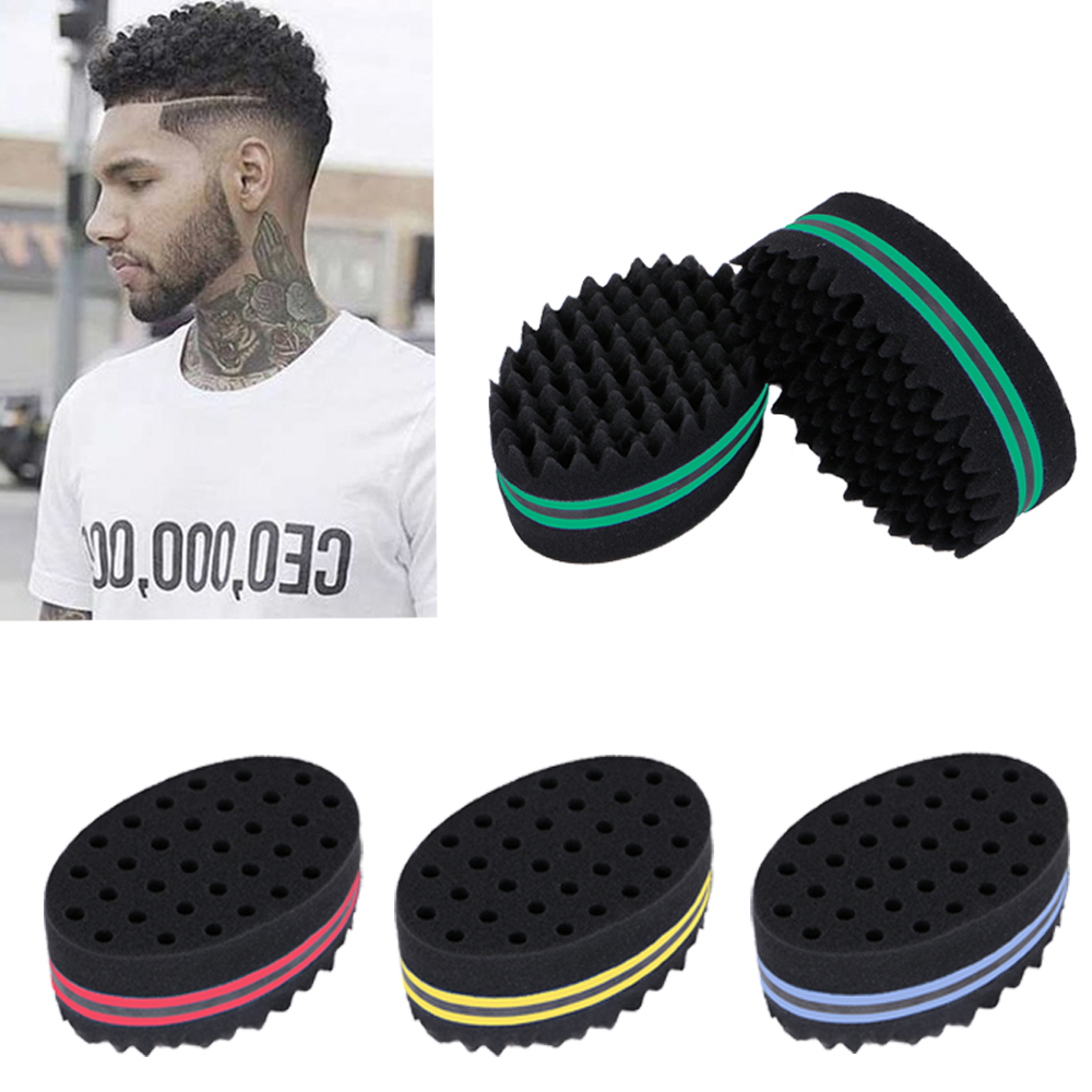 2pcs Afro Barber Hair Men Brush Sponge For Magic Curl Coil Tools